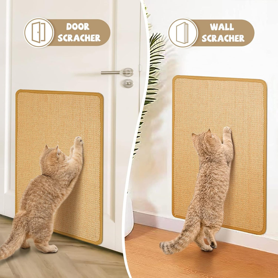 2 Kratzmatte Katze Wand Sisal Teppich, 60 x 40cm Katzen Kratzbrett Natürlich Katzenkratzbretter, Kat
