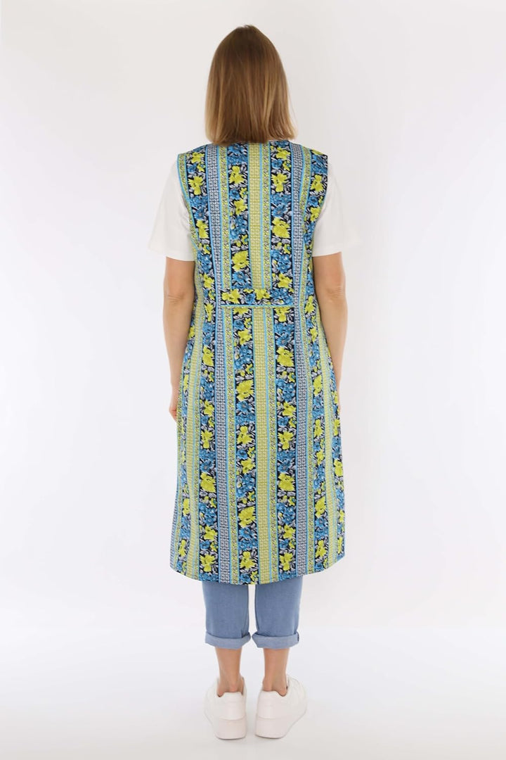 Knopfkittel Baumwolle bunt Kochschürze Hauskleid Kittel Schürze ohne Arm 46 Grün, 46 Grün