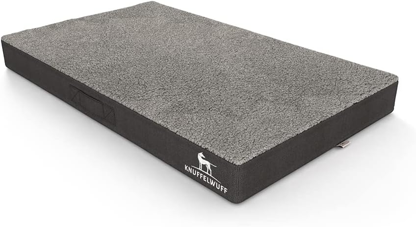 Knuffelwuff orthopädische Hundematte Ellenie aus Teddymaterial und Velours 79 x 60cm Grau - rutschfe