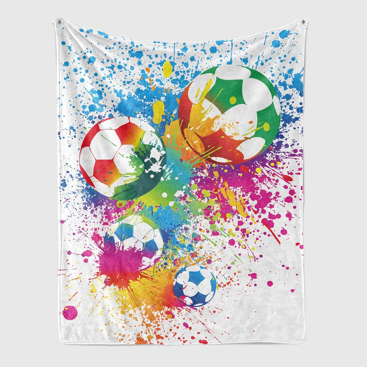 Fussball Kuscheldecke Flanell Decke Fussball-Muster Fleecedecke Flauschig Weich und Warme,3D Fussbal