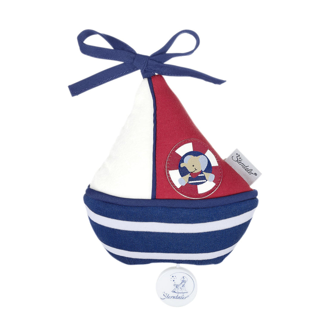 Sterntaler Spieluhr, Kuschel-Schiff, Integriertes Spielwerk, Grösse: S, Blau/Weiss/Rot, S