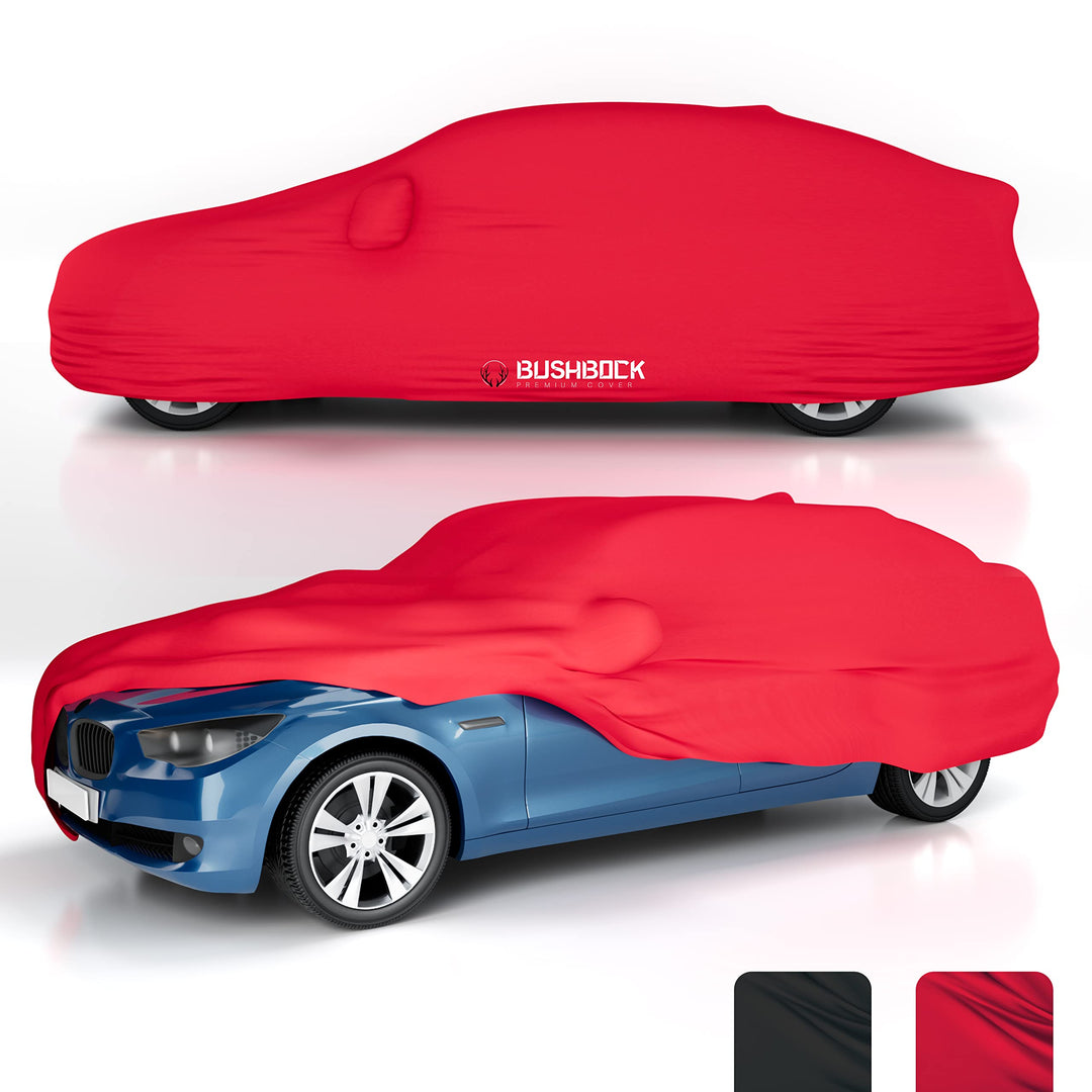BUSHBOCK® Premium Autoabdeckung Indoor - Satin Schutzhülle Stoff - Abdeckplane Autoplane Autogarage