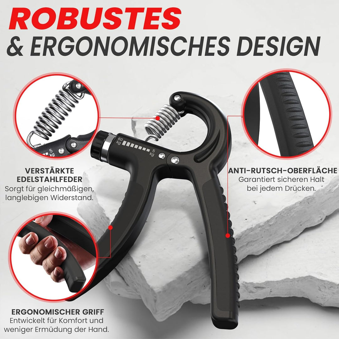 FUNFLEX Handtrainer Fingertrainer, Griffkraft Trainer 2er Set, 5-60kg Einstellbarer Widerstand Unter