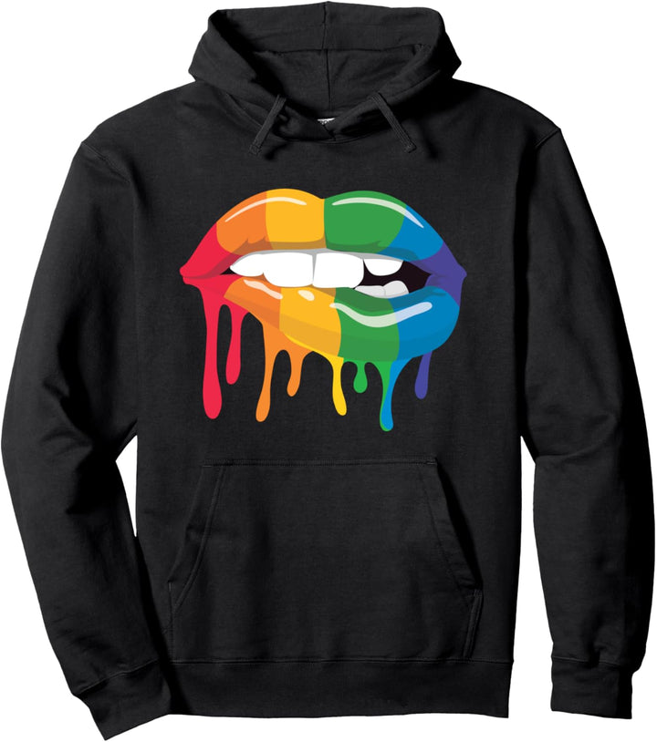 Lustige Regenbogen tropfende Farbe Lippen Geschenk Pullover Hoodie