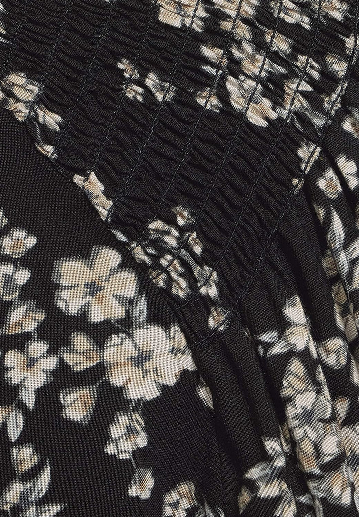 Street One Damen Smok-Bluse mit Blumen Black 34