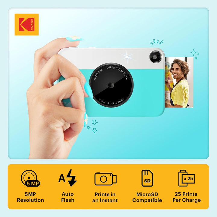 KODAK Printomatic Vollfarb-Sofortdruckkamera-Starterpaket + Softcase + Zink-Fotopapier, 20 Stück – B
