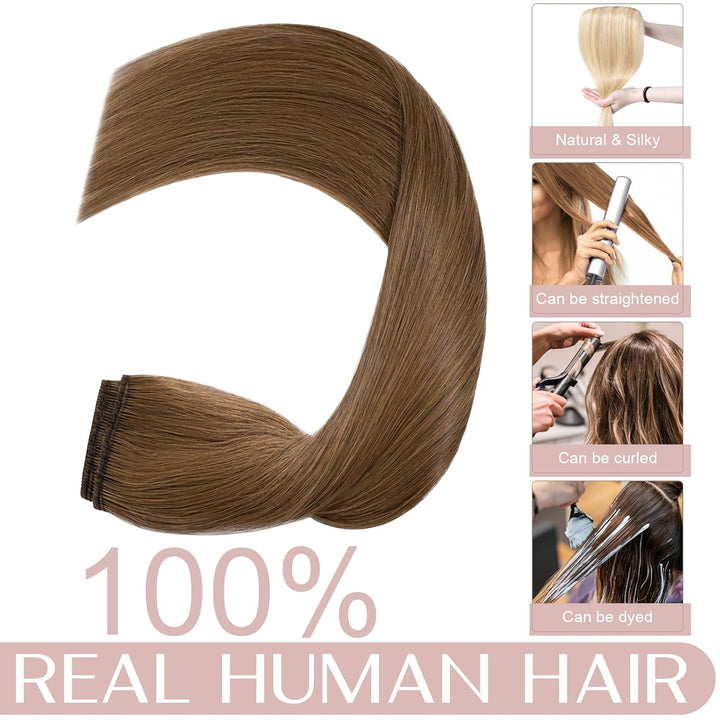 SEGO Clip in Haar Extensions Echthaar ein Tresse 5 Clips Haarverlängerungen Kopf 100% Remy Human Hai