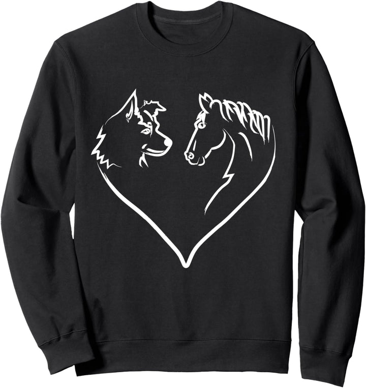 Herz Hund Border Collie und Pferd Liebe Sweatshirt
