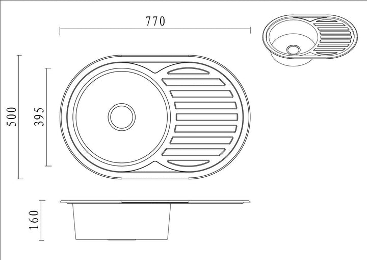 VBChome Einbauspüle mit Armatur 77x50 Leinenstruktur ab 45er Unterschrank Edelstahl Küchenspüle Spül