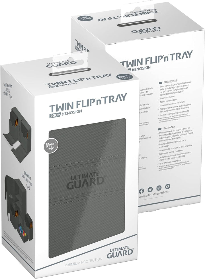 Ultimate Guard Twin Flip`n`Tray 200+ XenoSkin Monocolor Grau, Grau