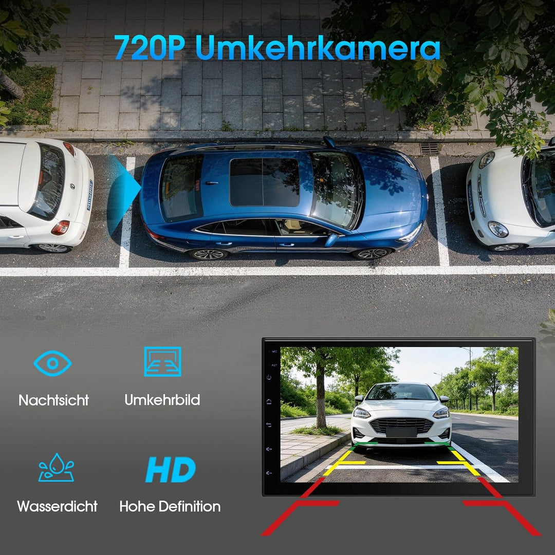 Haudio 2 Din Autoradio mit Wireless CarPlay &amp; Android Auto, 7 Zoll IPS Bildschirm, Mirror Link, GPS,