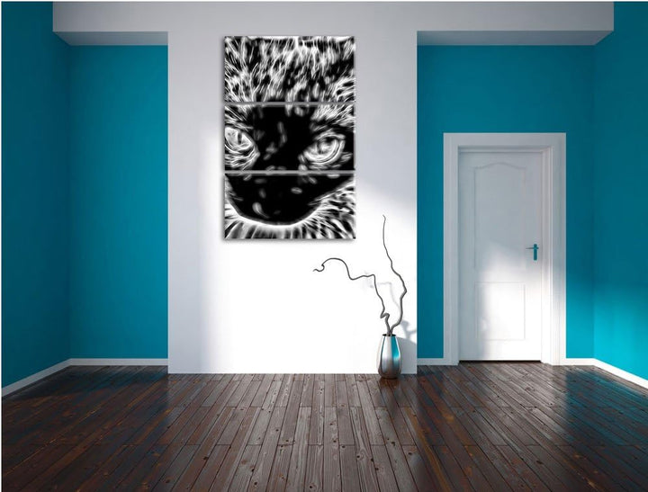 Pixxprint Monocrome, Siamkatze mit blauen Augen 3-Teiler Leinwandbild 120x80 Bild auf Leinwand