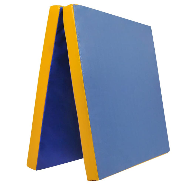 Grevinga® Turnmatte VB 80 | Blau, 200 x 200 cm, Turnen, Klappbar auf 100 x 100 cm Blau-Gelb 200 x 10