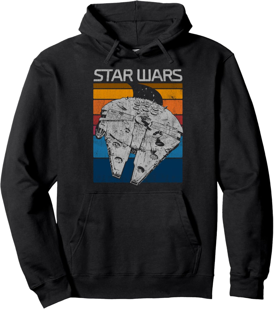 Star Wars Millennium Falcon Retro Lines Poster Pullover Hoodie