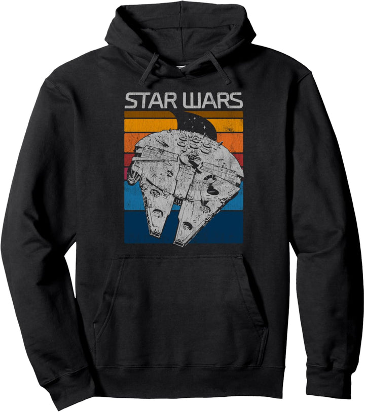 Star Wars Millennium Falcon Retro Lines Poster Pullover Hoodie