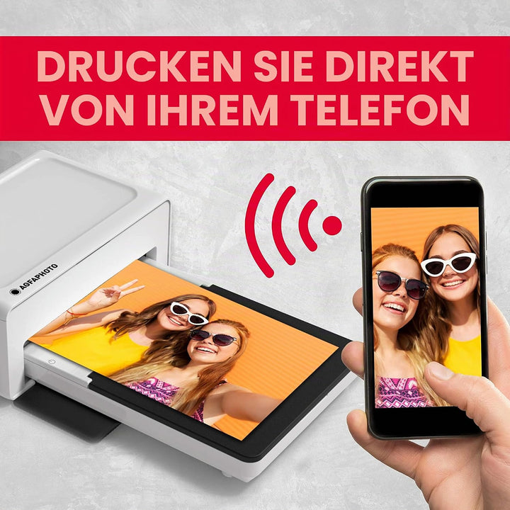 Agfaphoto Fotodrucker 10x15 cm Realipix Moments | Bluetooth Fotodrucker für Smartphone Apple Android