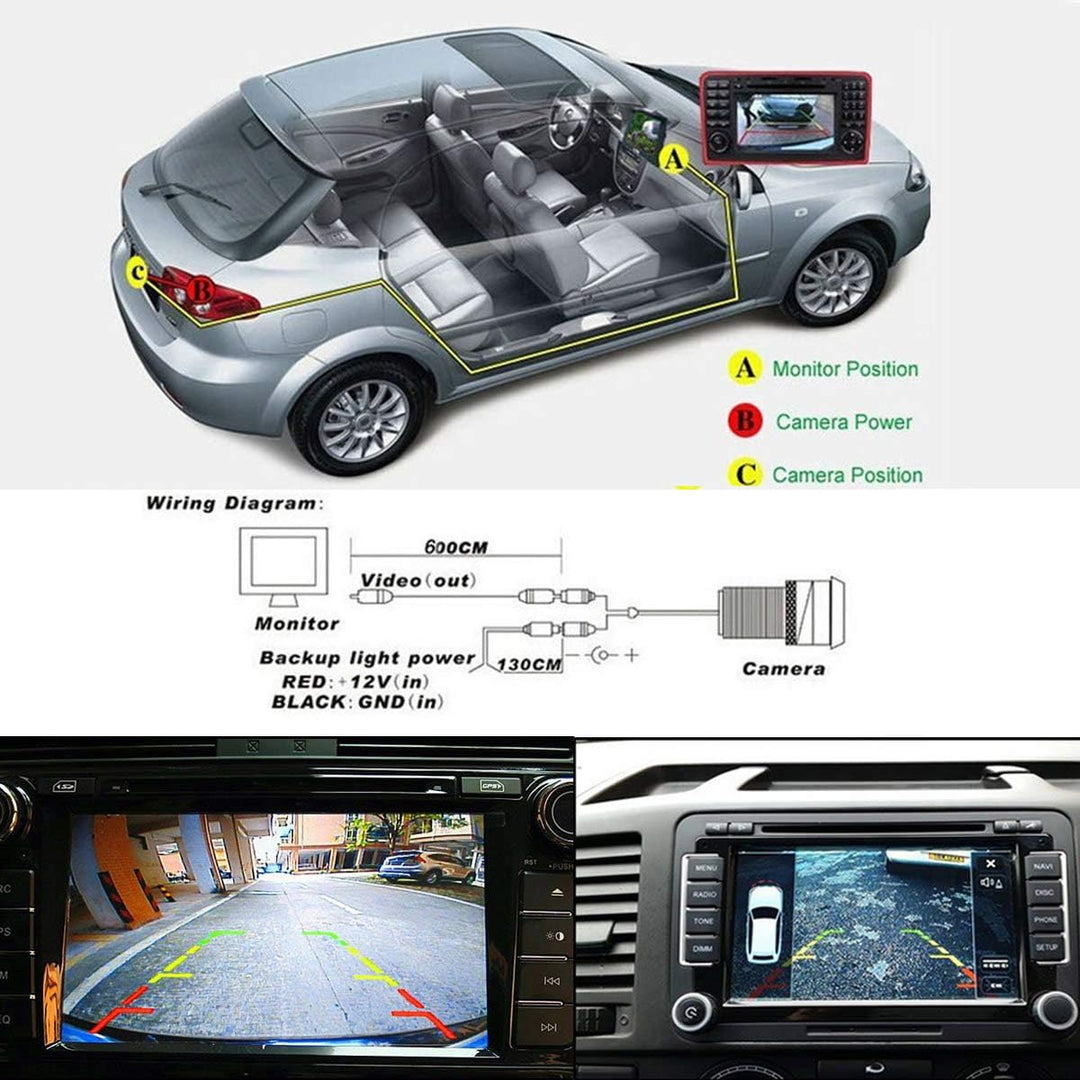 Auto Rückfahrkamera in Kennzeichenleuchte Weitwinkel mit Radar Sensor Einparkhilfe,Nacht Visionen HD