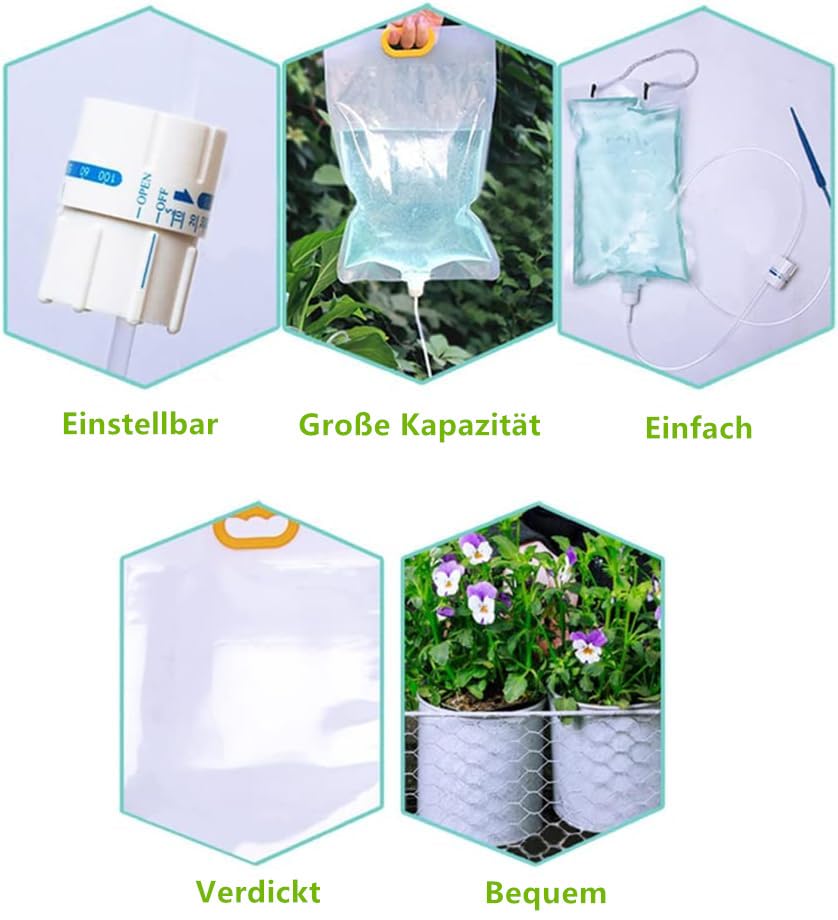 5 Stück 3,5L Pflanzen BewäSserung Tropfbewässerungsbeutel Automatisches, verstellbare Durchflussmeng