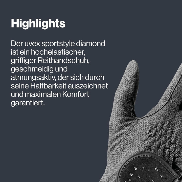 Uvex Unisex – Erwachsene Sportstyle Diamond Reithandschuhe 9 Schwarz, 9 Schwarz