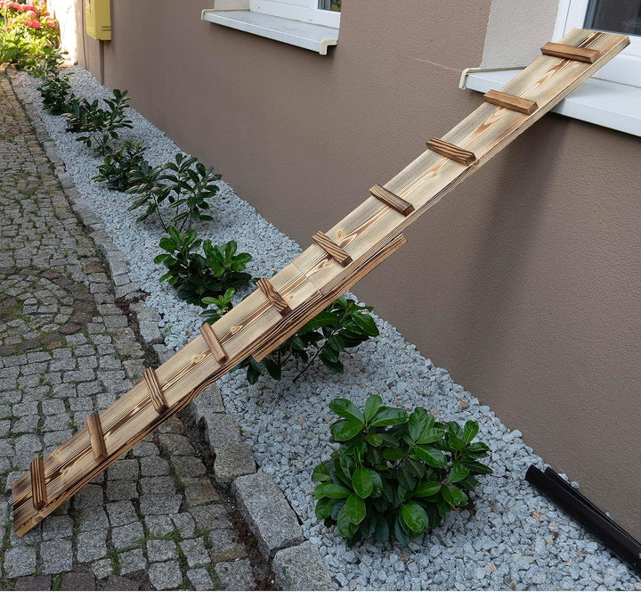 Katzenleiter Katzentreppe Geflammt Katzenstufe für Balkon 1m bis 6m mit Klemmen (Länge: 3m), Länge: