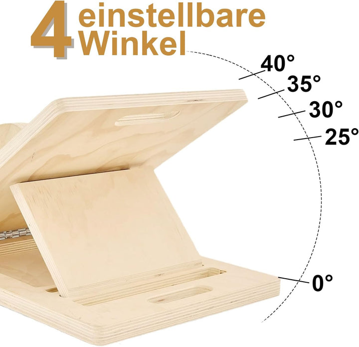 Wadendehner Holz, Verstellbares Slant Board 25°-40°, Rutschfestes Schrägbrett aus Holz für Dehnübung