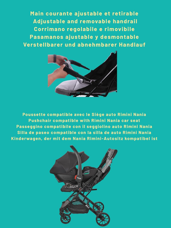 Nania Myla, kompakter Buggy, 0 bis 4 Jahre (22 kg max), leicht (7,5 kg), Stadtwagen, mit einer Hand
