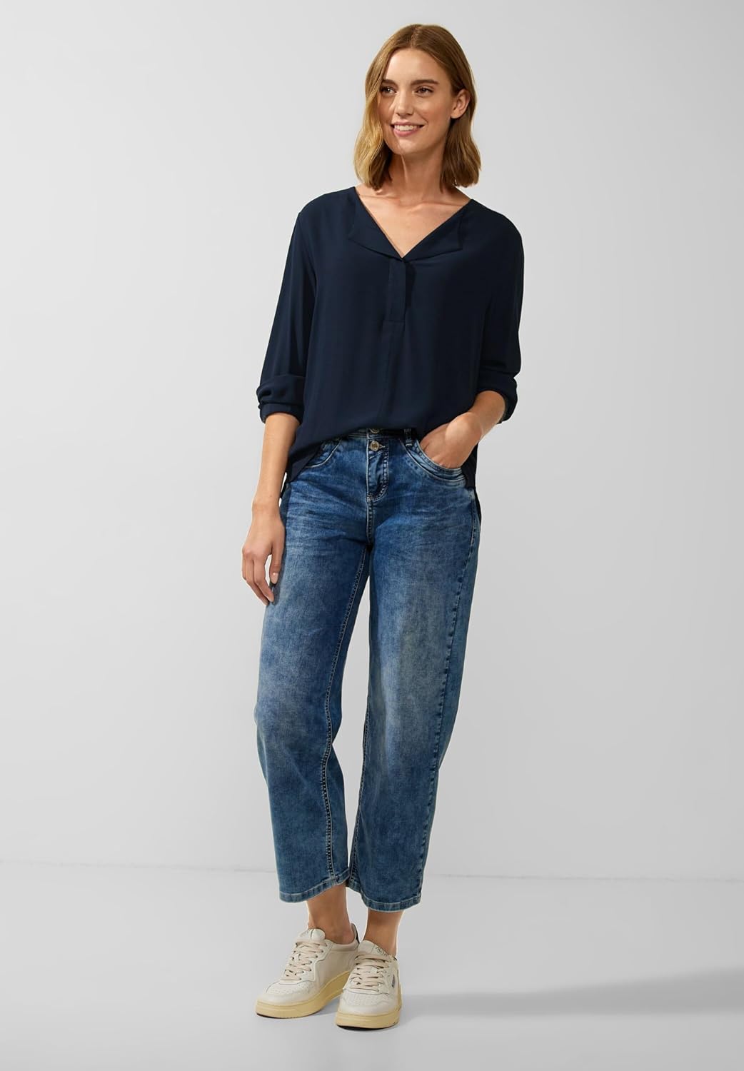 Street One Damen T-Shirt 3/4 Arm 38 Deep Blue, 38 Deep Blue