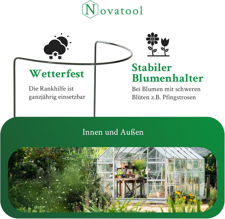 Novatool 10 Strauchstütze 100 cm hoch halbrund 40 cm grün Staudenhalter Blumenhalter Rankengewächs P