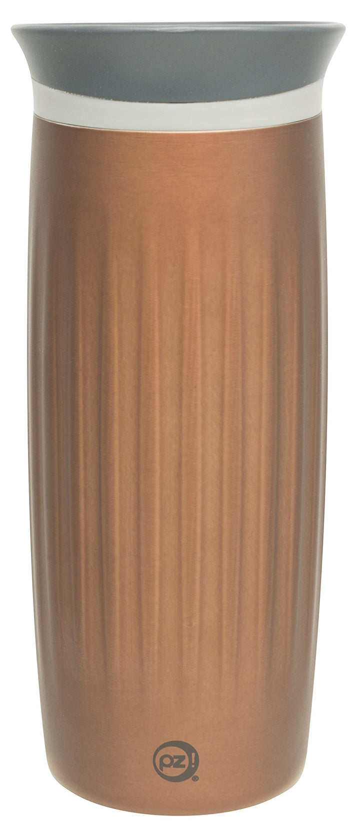 Zak Designs Fluted Stainless Steel Double Wall Vacuum Tumbler with Insulated Button Lid Chestnut, 16