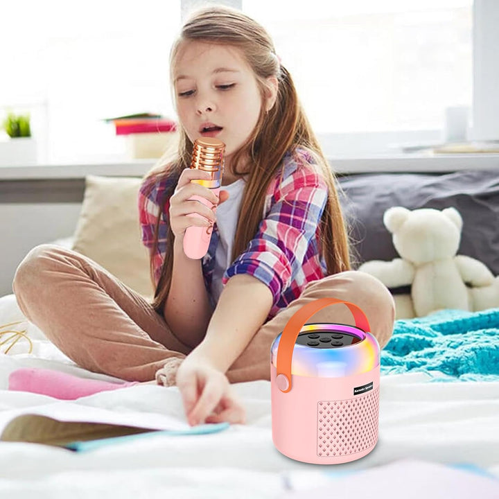 Kleine Karaoke Maschine - Musikabspieler Mit LED-Lichtern - Tragbarer Karaoke-Lautsprecher mit Mikro