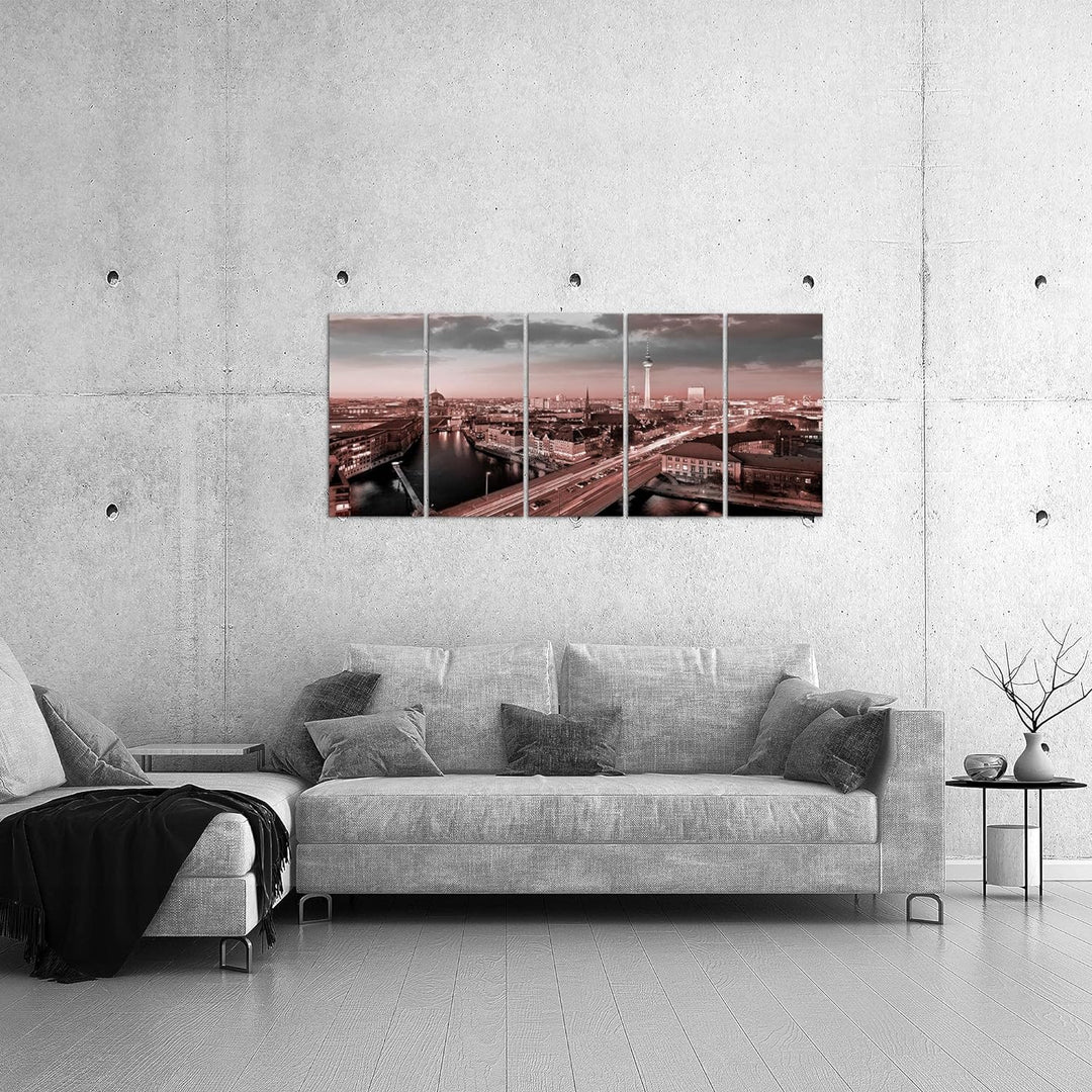 Runa Art Bild Berlin Wandbilder auf Vlies Leinwand 5 Teilig Wanddekoration Wohnzimmer Büro 605156b 1
