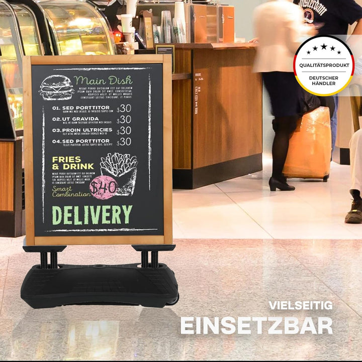 Dreifke Kreidetafel Holz Keitum Wind Line | beidseitig beschreibbar | stabiler Fuss | 2x2 Federn für
