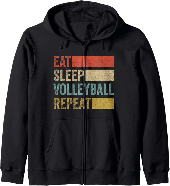 Retro Eat Sleep Volleyball Repeat Lustiges Volleyball Kapuzenjacke