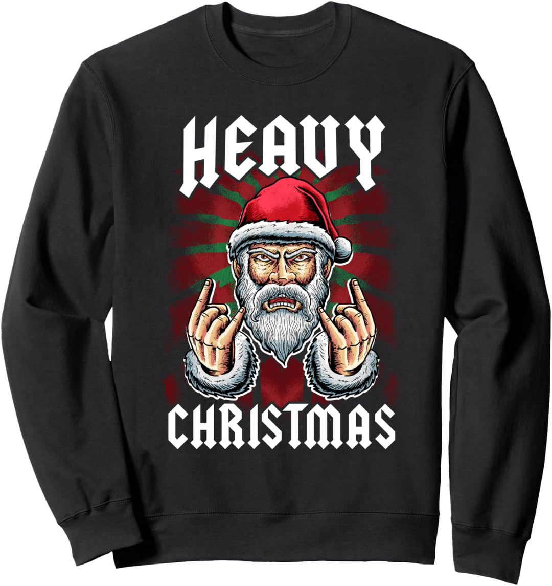 Weihnachtsmann Rockt Weihnachtspullover Heavy Christmas Sweatshirt