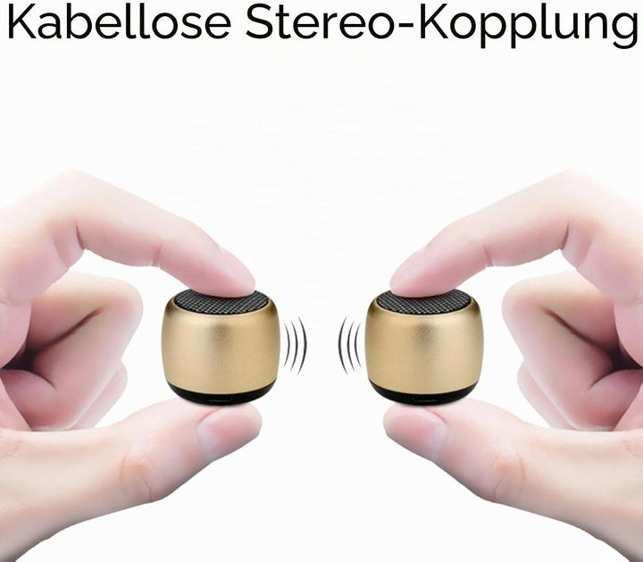 Eageroo Bluetooth Mini Lautsprecher tragbar Speaker,Stereo Klang mit tiefem Bass Technologie, Gold (