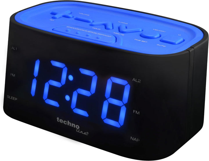 Technoline WT 465 LED Radiowecker mit Tasten im Play-Controller Design, blau, Blau