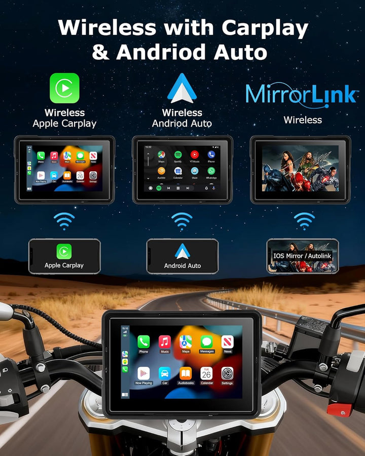 Motorrad Carplay Bildschirm Android Auto Motorrad mit 5 Zoll Wasserdichter Touchscreen, Kabelloses C