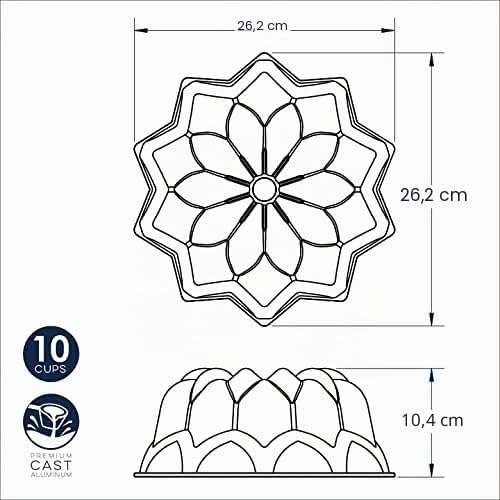 NordicWare Vintage Star Cake Pan, Aluminium, Silber, 25,4 x 25,4 x 12,7 cm, 1 Einheiten