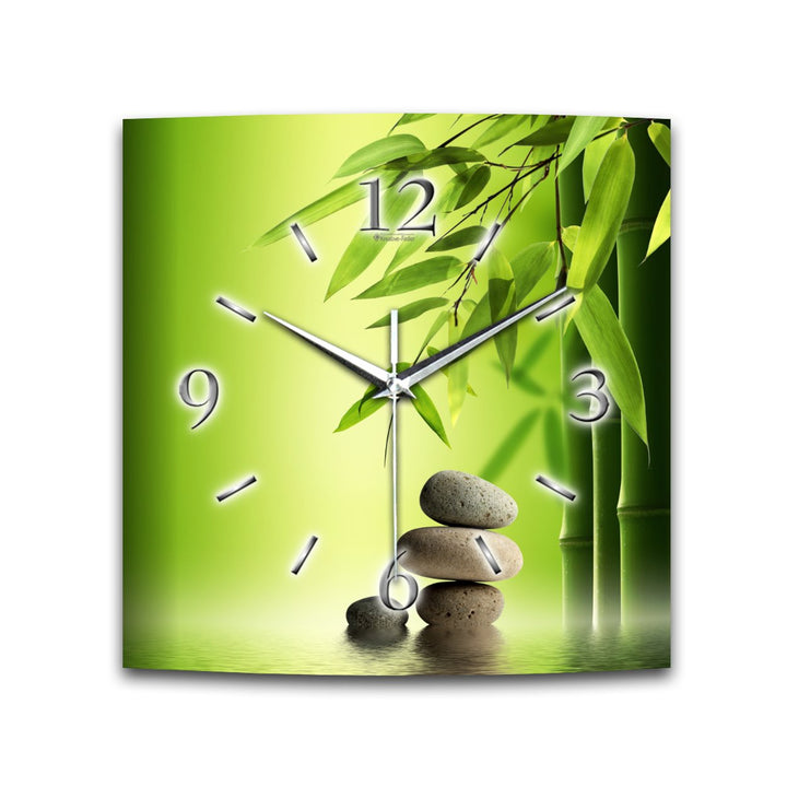 Kreative Feder Wanduhr, Alu-Verbund, 30x30cm Bambus, Bambus