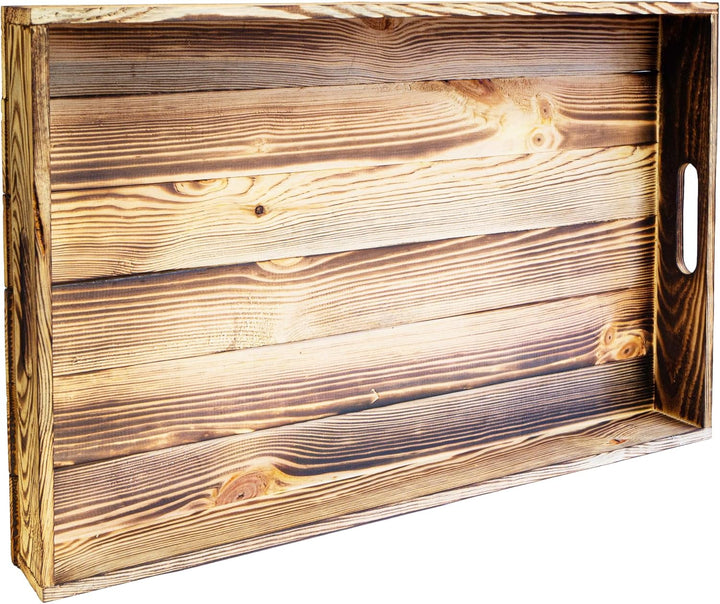 Serviertablett aus Holz 60x40x8cm Holztablett Frühstückstablett Dekotablett Tragetablett Präsentiert