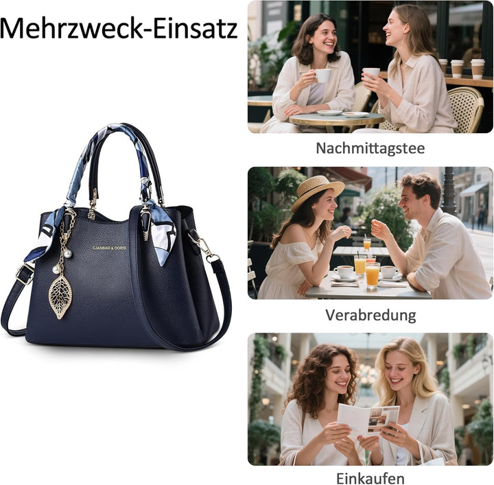 DORRISO Elegant Damen Handtasche Grosse Kapazität Schultertasche mit Einzigartigem Anhänger Umhänget