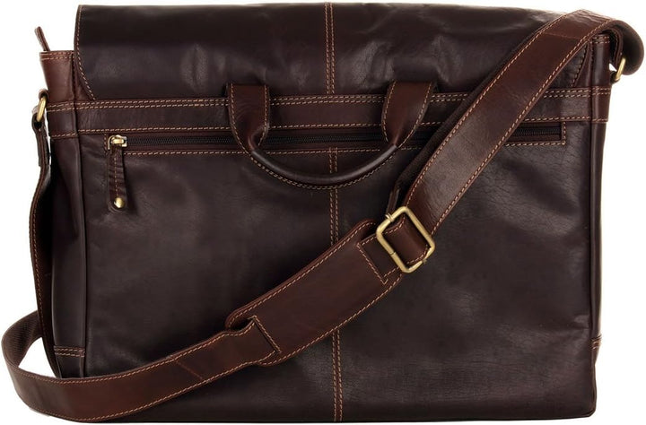Shalimar Unisex – Erwachsene Echtlederumhängetasche, Dunkelbraun, 41x30x11 cm