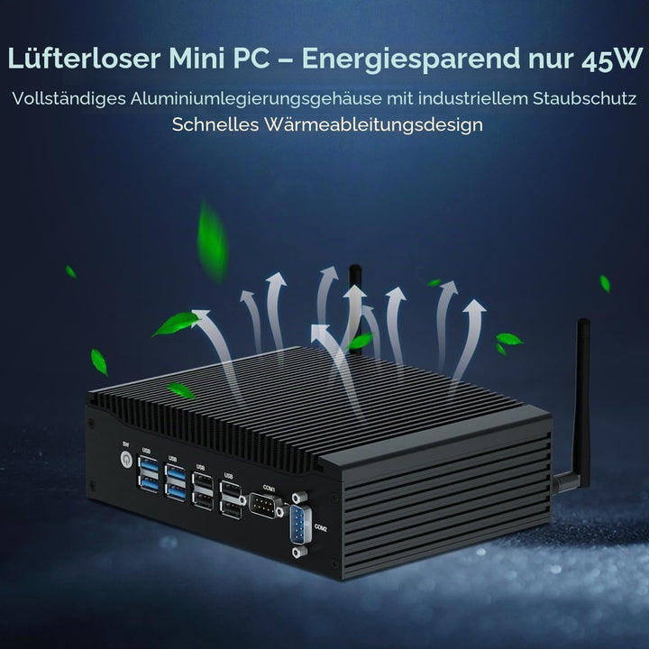 WEIDIAN Lüfterloser PC Industrie Mini PC Windows 11 Pro i5 16 GB RAM 512 GB SSD Core i5 7300U Mini D
