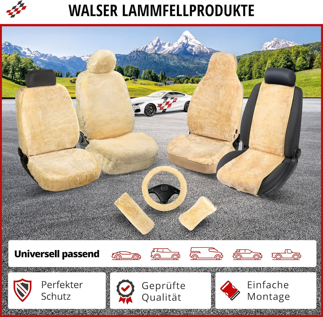 Walser Lammfell Sitzbezug für Auto Trish, Auszeichnung Sehr Gut* Lammfell Autositzbezug, 100% Autosi