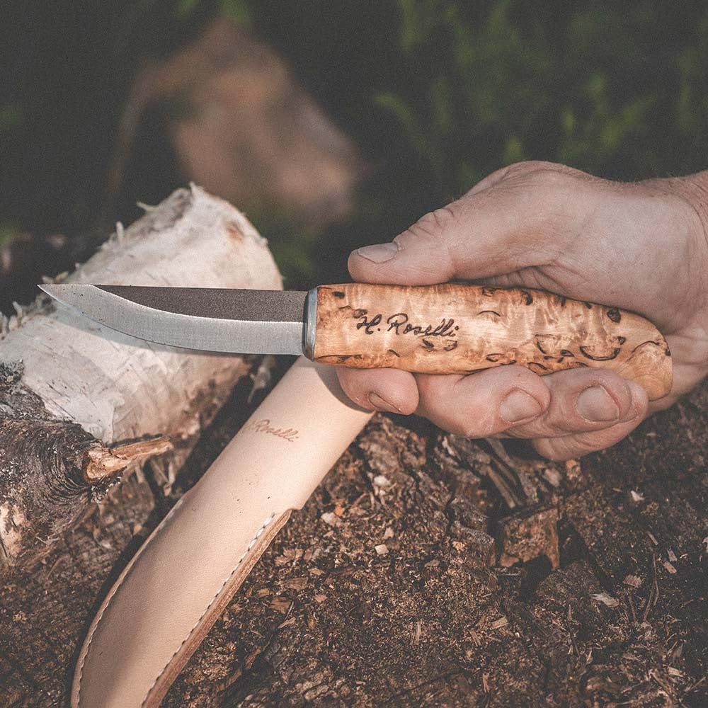 H. Roselli R110 Tischlermesser Holz bearbeiten Schneiden DIY, Carbonstahl 9 cm Birke - Carbonstahl,