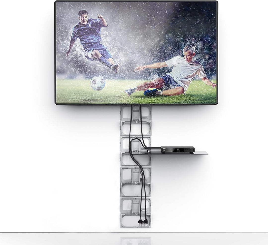 Meliconi Ghost Cube Soundbar Schwarz, Kabelabdeckung mit Glasablage für Soundbar Schwarz Einzeln, Sc