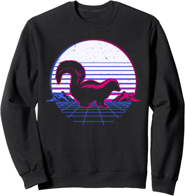 Stinktier Wandern Camping Retro Vintage Sunset Geschenk Sweatshirt