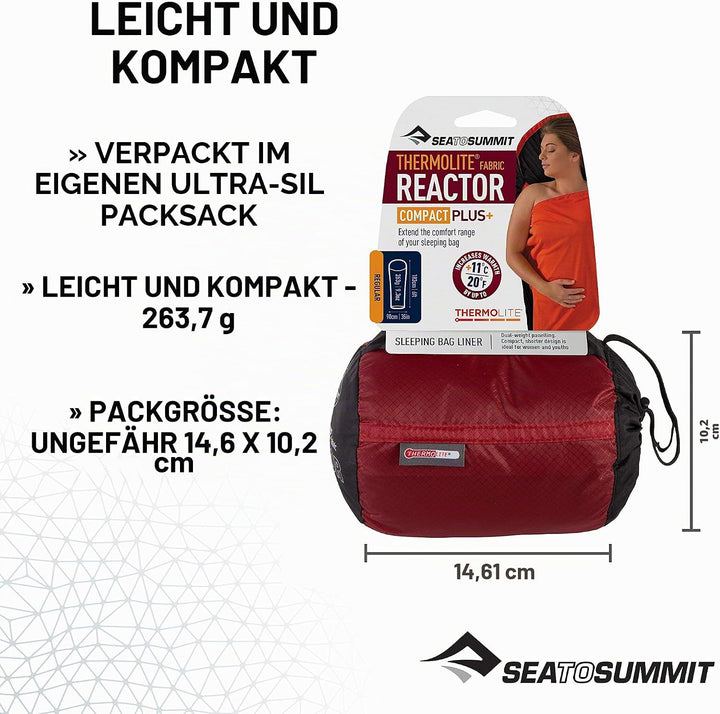 Sea to Summit Hüttenschlafsack Reactor Compact Plus 90 x 183 cm cm, 90 x 183 cm cm