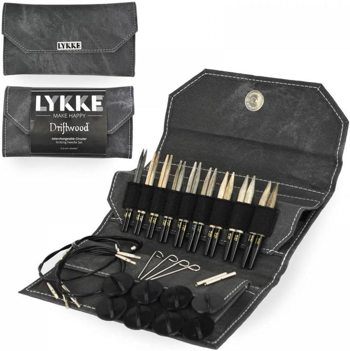 Lykke Driftwood Limited Edition Interchangeable Set austauschbare Rundstricknadeln, Holz, Grau, 3,5