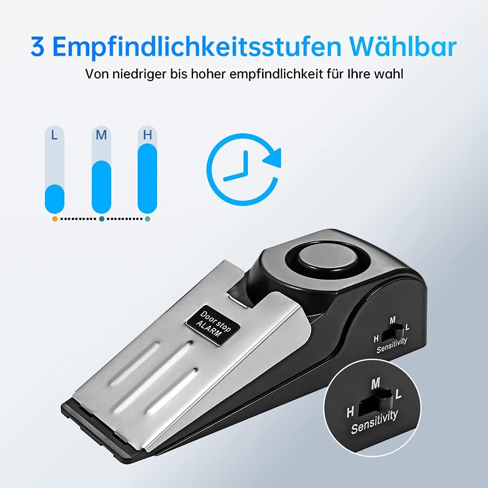 Türstopper Alarm Alarm Keil für Tür Türstopper mit Rutschfestem Gummi und Alarm mit 120dB (3Packung)